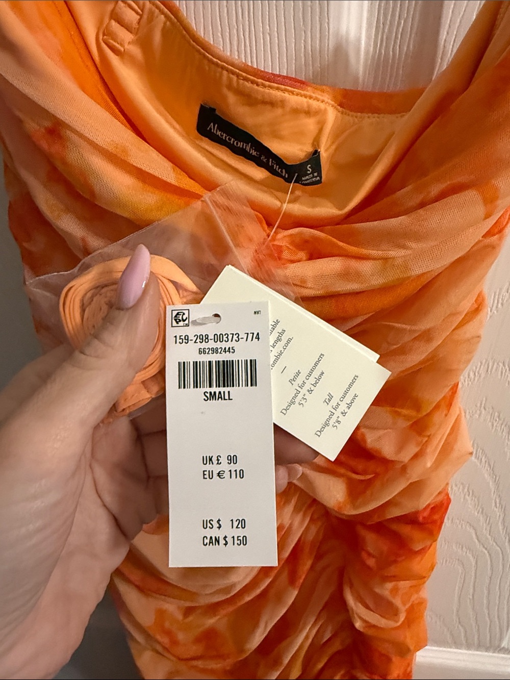 Abercrombie & Fitch Orange Watercolor Ruched Slip Maxi Dress - Picture 2 of 4